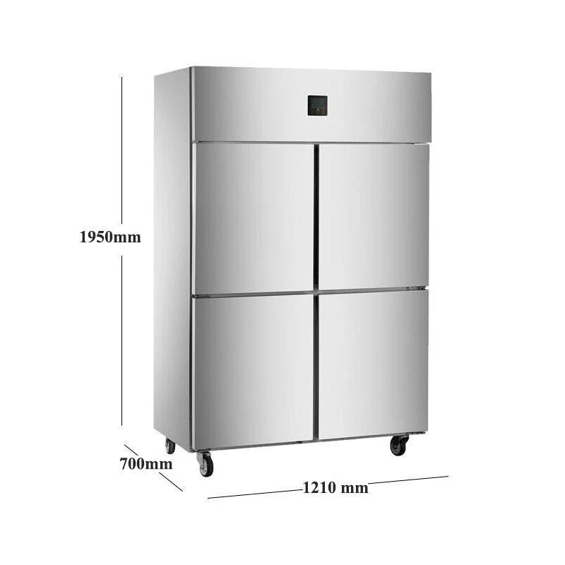 Freezer Commercial Four 4 Door Dual Temperature Vertical Cold Refrigerator Meat Vegetable Fruit Kitchen Fresh Cabinet
