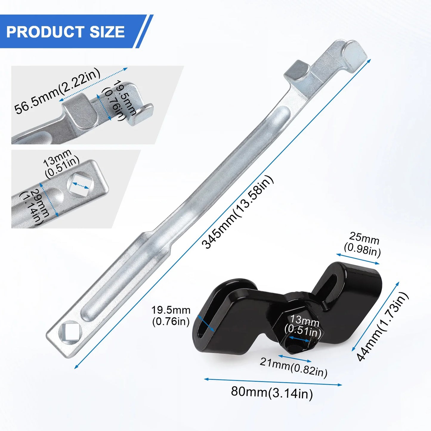 Universal Wrench Extender Tool Bar Adapter With 1/2" Hole Drive Breaker Bar Accessory For Mechanics Automotive Repairs Extension