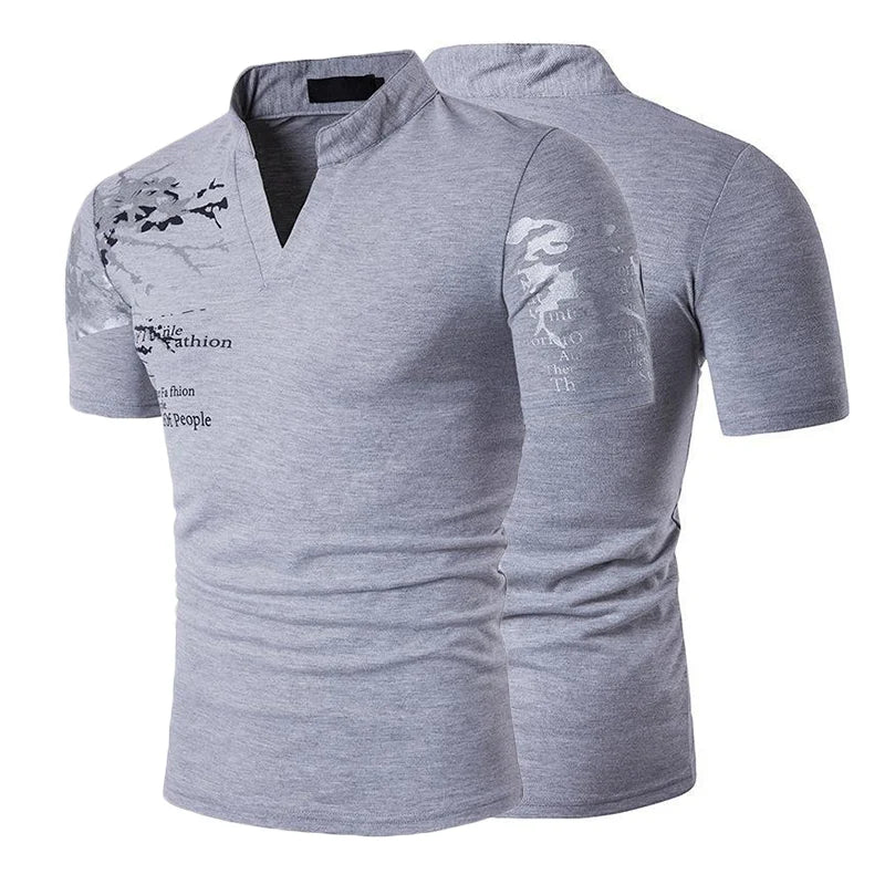 New Short Sleeve T-shirt 2/1Pcs Mens Casual Polo Shirt Summer Fitness Ultralight Tops Sportswear V-Neck T-shirt Printed Pullover