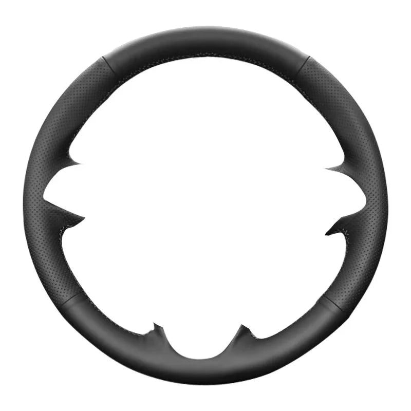 Customized Hole-punch Wear-resistant Car Steering Wheel Cover for Nissan Patrol Y61 Black Genuine Leather Car Accessories