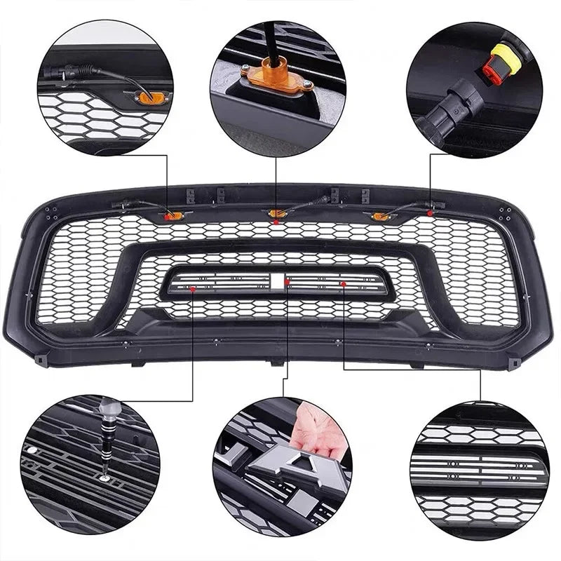 Raptor Style Front Mesh Grill Racing Grille Bumper Mask Replacement Grid For Dodge Ram 1500 2013-2018 Air intake grille