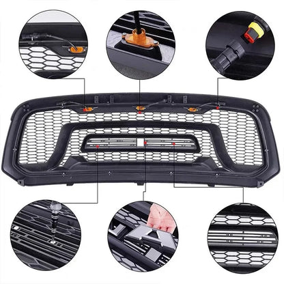 Raptor Style Front Mesh Grill Racing Grille Bumper Mask Replacement Grid For Dodge Ram 1500 2013-2018 Air intake grille