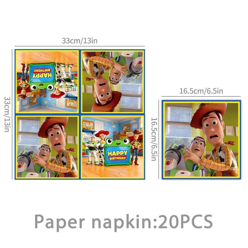 Toy Stories Theme Birthday Party DIY Decoration Toy Inspire Backdrop Hot Anime Cartoon Paper Plate Cup Birthday Party Supplies