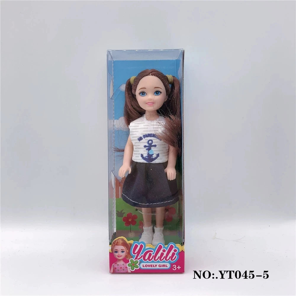 random 3 pcs/set 5 inch mini doll cute face kawaii doll body with colorful box christmas birthay gift kids toys
