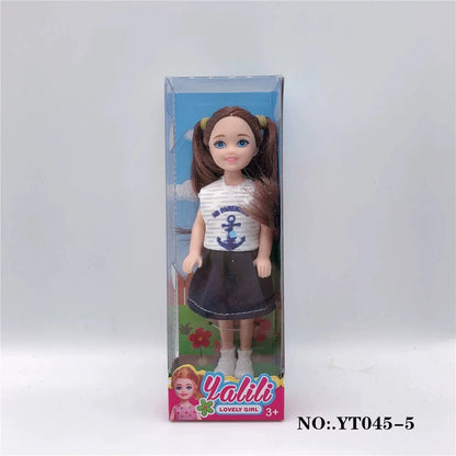 random 3 pcs/set 5 inch mini doll cute face kawaii doll body with colorful box christmas birthay gift kids toys