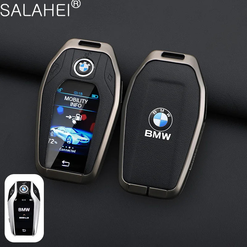 Leather Car Display LED Key Case Fob Cover Shell For BMW 3 5 7 Series G11 G12 G30 G31 X4 X5 X6 X7 i8 G32 G05 G07 X3 Accessories
