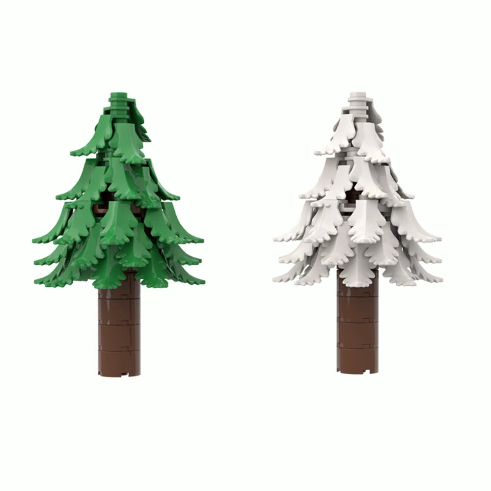 MOC Plant & Tree Parts: Green Grass, Pine Trees, Leaf Flowers & City Building Bricks Accessories - Assemble Blocks Kit