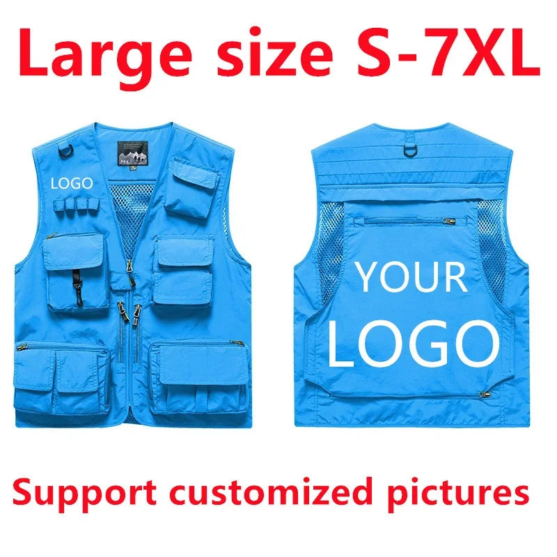 Custom Logo Men's Fleece Vest Winter Warm Sleeveless Jacket Casual Outdoor Sports Waistcoat Male Plus Size 7XL Brand Clothing