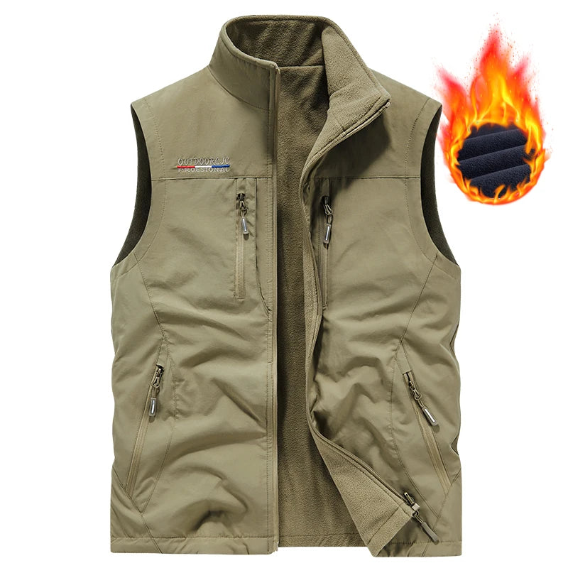 Men's Outdoor Sports Leisure Windproof Cold Proof Warm Vest for Autumn and Winter Comfortable Plush Warm and Fashionable Vest