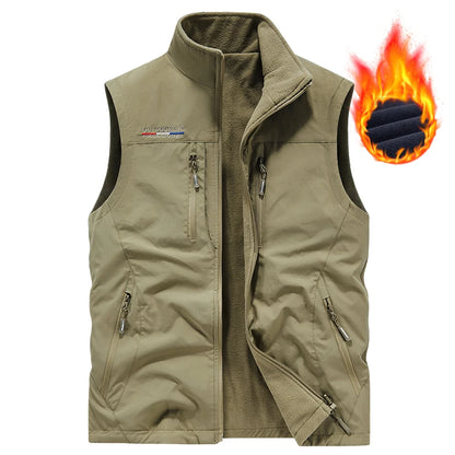 Men's Outdoor Sports Leisure Windproof Cold Proof Warm Vest for Autumn and Winter Comfortable Plush Warm and Fashionable Vest