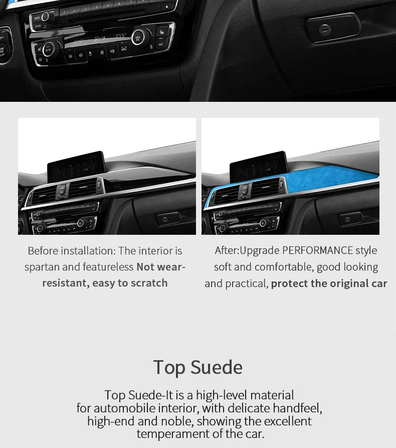 Top Suede For BMW F30 F32 F34 (2013-2019) Center Console Dashboard Instrument Panel Trim Sticker Car Interior Tuning Accessories
