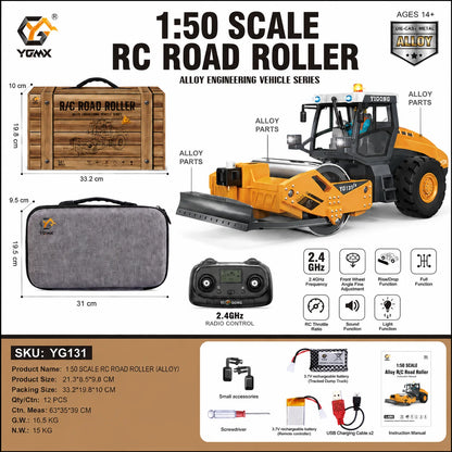 JIKEFUN 1/50 YG970 636 T14R RC Excavator Loader Dump Truck Remote Control Alloy Simulation Engineering Vehicle Model Toy