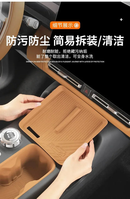 For Chery ICAR V27 2026 Silicone Cup Holder Mat Wireless Charging Anti Slip Pad Tailgate Storage Box Interior Accessories Kit
