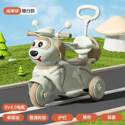 Kids Electric Ride on Motorcycle 3-Wheel Battery Powered Toy Car for 3-6 Years Old Boys Girls Remote Control Push Car Children O