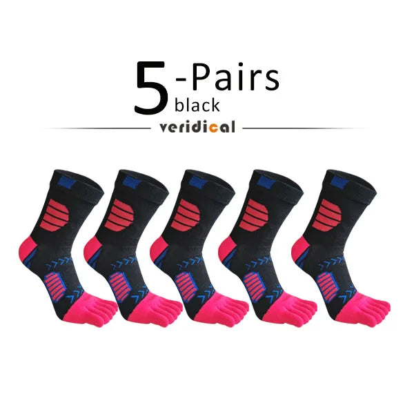 1/5 Pairs Sport Toe Socks Compression Cotton Sweat-Absorbing Deodorant Bike Marathon Fitness Outdoor Basketball 5 Finger Socks