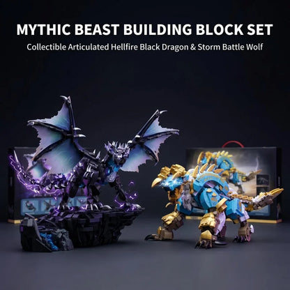 Large Double Dragon Building Block Set, Double Dragon Assembly Toy, Can Be Used as a Display Collectible or for Role-Playing, An