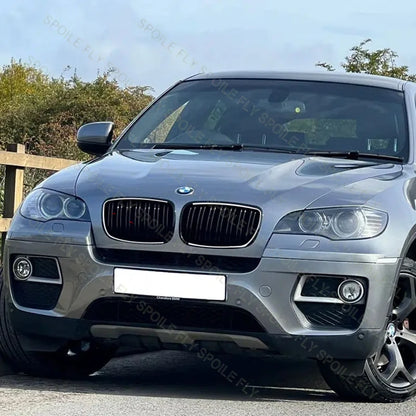 High Quality ABS For BMW X5 X6 E70 E71 2008 2009 2010 2011 2012 2013 2014 Car Front Grille With Led Light Grill Glossy Black