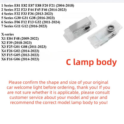 2PCS brand new LOVE badge HD style car door welcome light for BMW love decoration accessories car logo light.