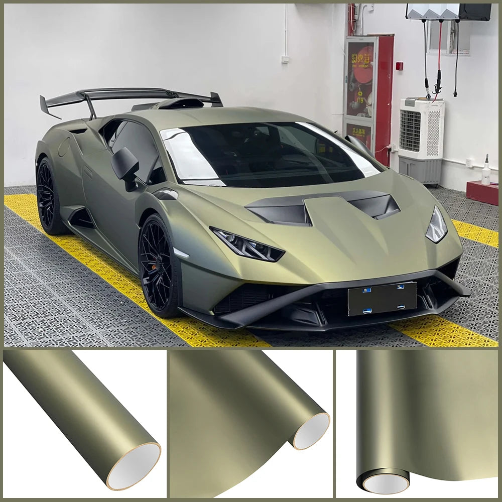 Super Matte Lightning Green PET Wrap Vinyl Film Car Whole Body DIY Color Decal Protective Cover Sticker Auto Tuning Accessories