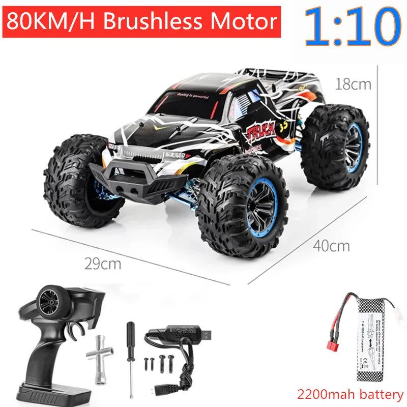 80KM/H Brushless RC Racing Car Metal Alloy 200M Distance Racing Buggy off Load Climbing RC truck Shock Absorption Vehicle RC car