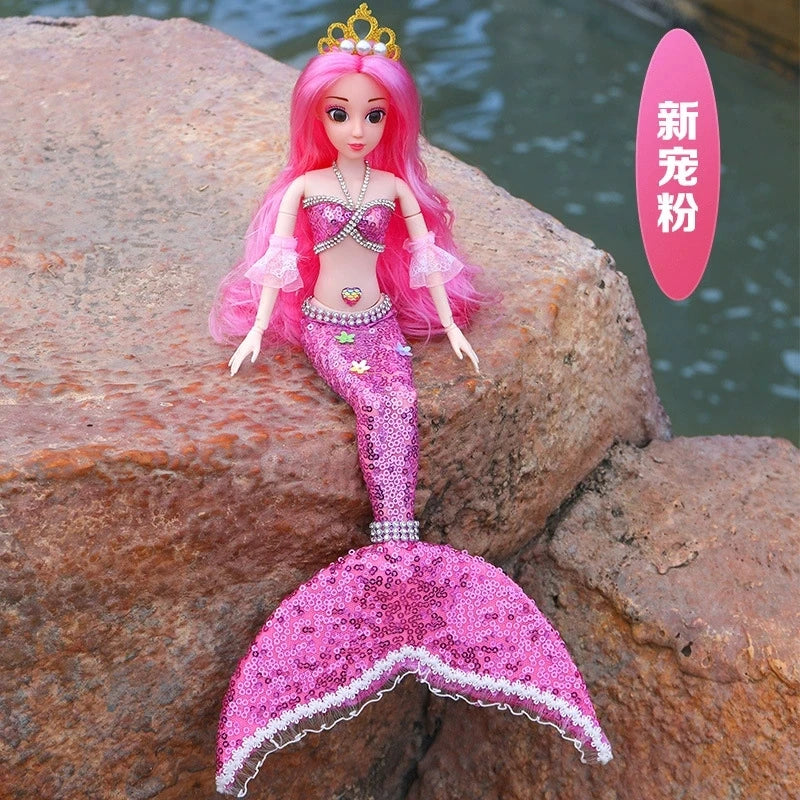 1/6 Cute Princess Mermaid Dolls with Sequin Skirt Suit Multi Joints Movable Doll Kids Toys Birthday Christmas Present Gifts
