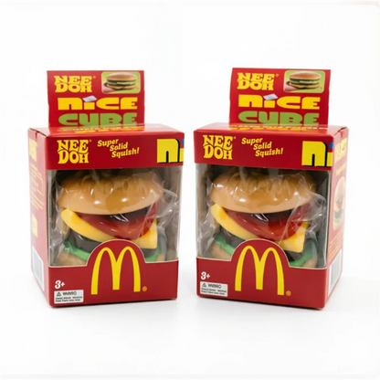 Nee Doh x McDonald's Nice Cube Burger Squishy Toy Super Solid Slow Rising Stress Relief Fidget Sensory Toy for Kids Adults Gift