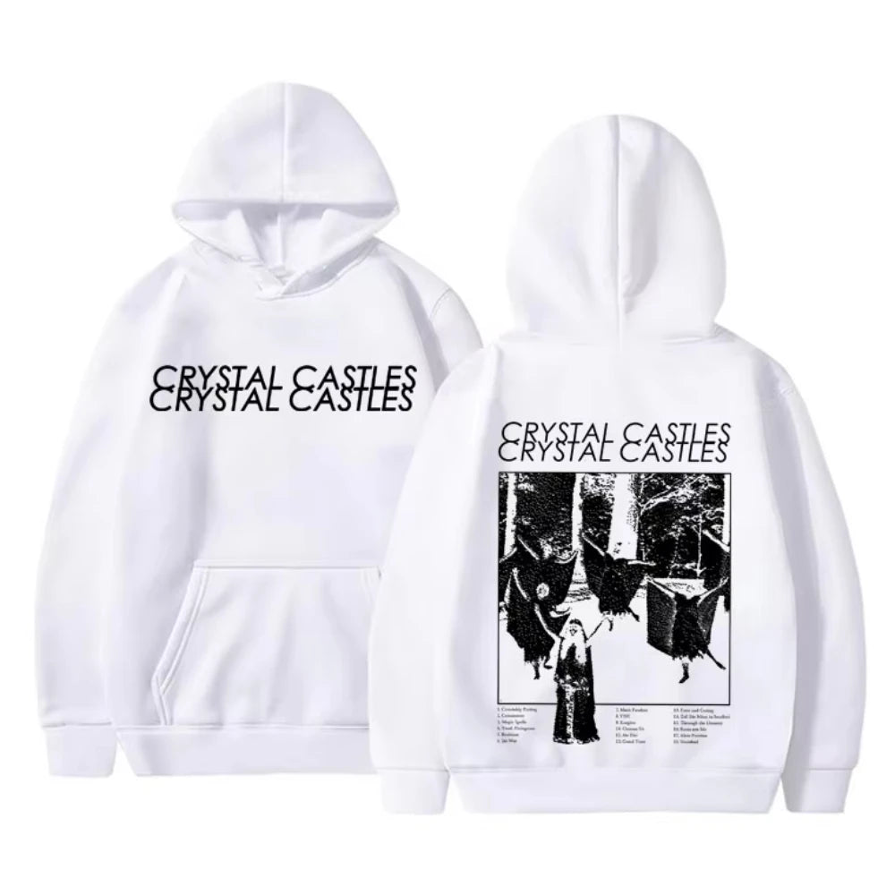 Vintage Crystal Castles Band Hoodies Men Women Gothic Punk Rock Hooded Sweatshirt Male Fashion Loose Oversized Pullover Hoodies