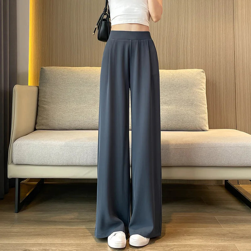 High Waist Wide Leg Pants Women's Loose Casual Straight Nine Points Super plus Size Slimming Trousers Korean Sle Spring Aut...