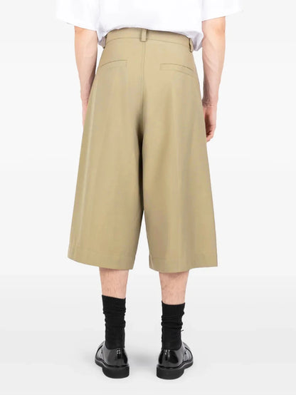 2026 SS New, Men's Solid Woven 7/8 Suit Pants,  Button Pleated, Loose Straight Cropped Trousers, Daily Commuter Streetwear