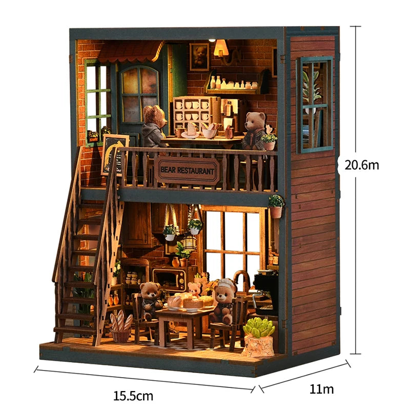 DIY Gothic Book Nook Kit 3D Wooden Miniature Dollhouse with Furniture Handmade Craft Bookshelf Insert Creative Home Decor Gifts