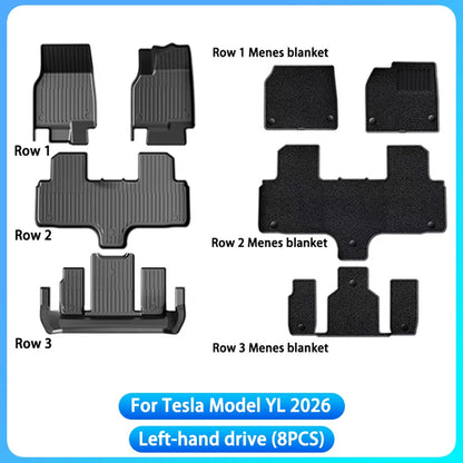 For Tesla Model YL Launch 2026+ TPE Floor Mats Waterproof Luggage Mat Wear-resistant Foot Pads Model YL Trunk Mats Foot Pads Set