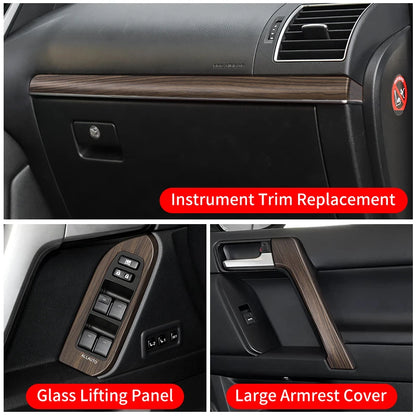 For Toyota 2010-2023 Land Cruiser Prado 150 LC150 Wood Grain Door Handle Armrest Interior Upgrade Accessories Replacement Parts
