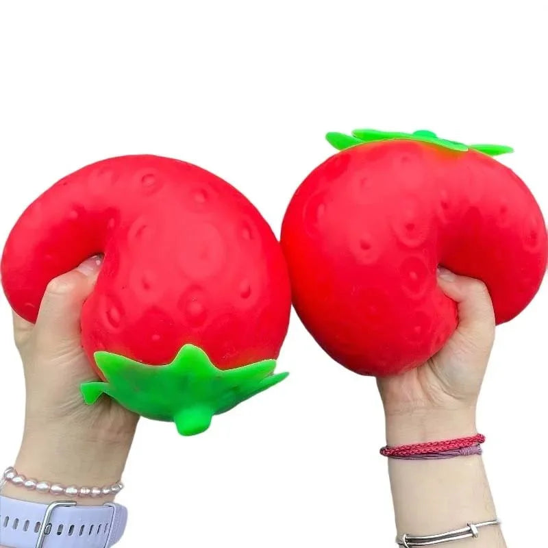 Giant Strawberry Squishy Toy Extra Large Size Strawberry Fidget Toys Slow Rising Shapeable Venting Ball for Adults Friends Gifts