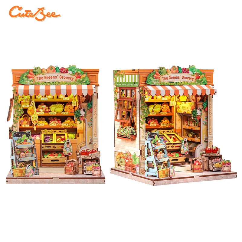 CUTEBEE Book Nook Kit 3D Wooden Puzzle DIY Bookend Insert Model Building Kit Laser Cut Precision Pieces for Home Decor Office