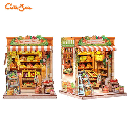 CUTEBEE Book Nook Kit 3D Wooden Puzzle DIY Bookend Insert Model Building Kit Laser Cut Precision Pieces for Home Decor Office