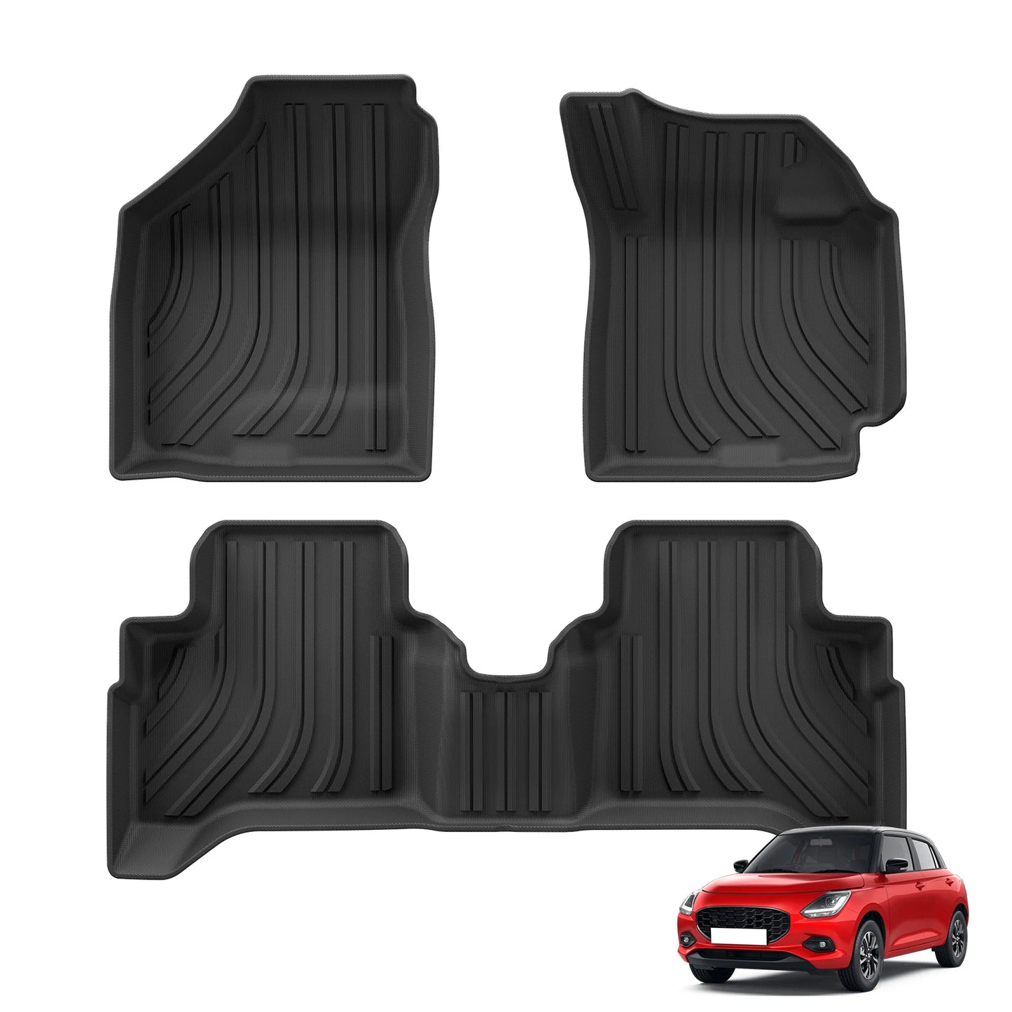 Right Drive for Suzuki Swift 2016-2024 Fuel Floor Mats Trunk Pad Cargo Liner TPE Waterproof Protective Car Inteiror Accessories