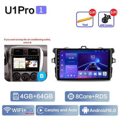 Carplay Android Auto for Toyota Corolla E140/150 2006 2007-2013 Multimedia Automotive Subwoofer Autoradio Android DSP 4G