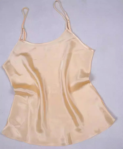 Women's 100% Mulberry Silk 16 momme Spaghetti Strap Camisole Tank Top Vest Sleepwear M-4XL YM002