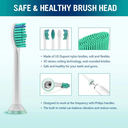 Replacement Toothbrush Heads Compatible with Philips Electric Brush Head 1100 2100 4100 4300 5100 5300 6100 6500 etc 4-12 Pcs