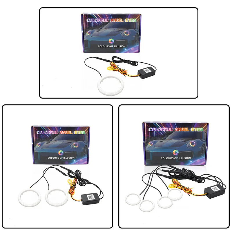 2/4/1Pcs LED Angel Eyes RGB Bulb Halo Rings Lamp Light Car Daytime Running Light DRL Waterproof Decorative Lights 70 80 90 100mm