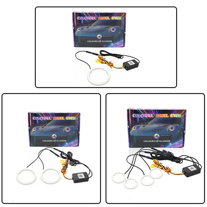 2/4/1Pcs LED Angel Eyes RGB Bulb Halo Rings Lamp Light Car Daytime Running Light DRL Waterproof Decorative Lights 70 80 90 100mm