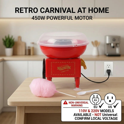 450W Mini Cotton Candy Maker for Home Party DIY Sweet Marshmallow Machine Support Less Oil 110V 220V Version Not Universal