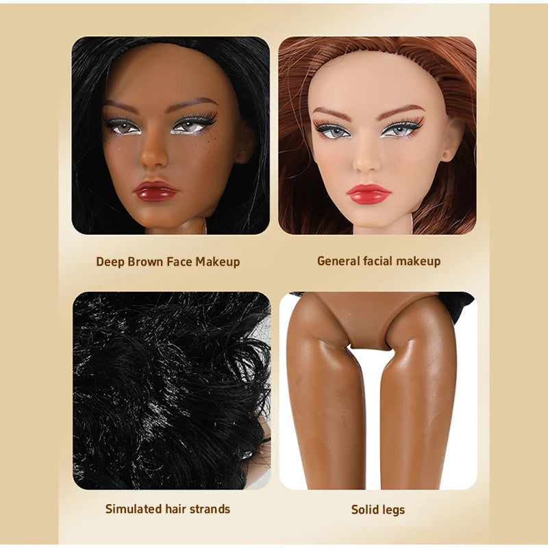 32cm Supermodel Figure Doll Multi-skin Tone Art Model With Straight/curly Hair Display Collectible Doll For Gifting & Collection