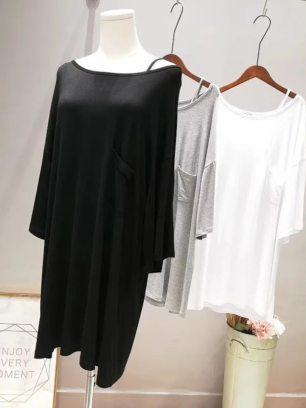 Good Girl Teenage Modal Mid-Length T-Shirt Dress Nightgown Loose Short-Sleeve round Neck Summer Women's Fashion Comfortable S...