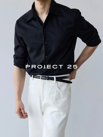 PROJECT 25 Men’s Italian One-Piece Collar Shirt  Premium Imported Wool & Modal Blend"Old Money" Aesthetic Ultra-Soft Long Sleeve