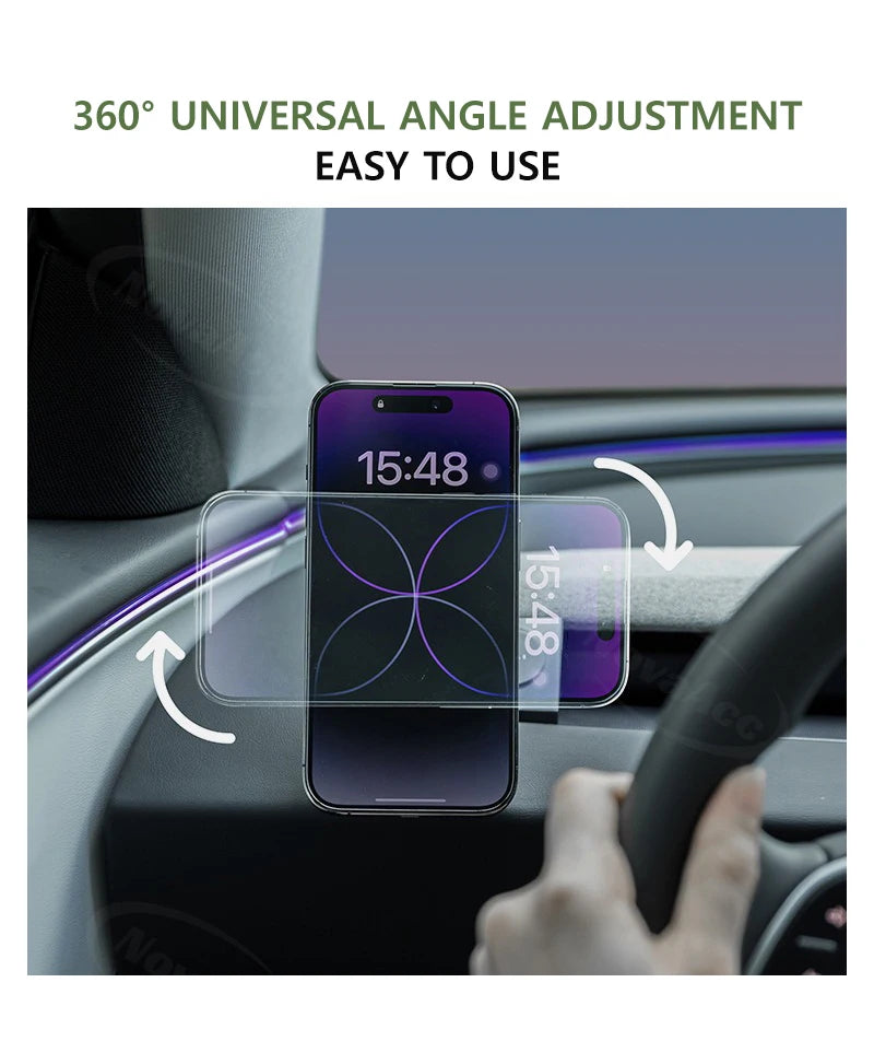 NovaAcc Magnetic Wireless Charging Mount For Tesla Model Y Juniper Model 3 Highland 2024-2026 Left Right Rudder Car Phone Holder