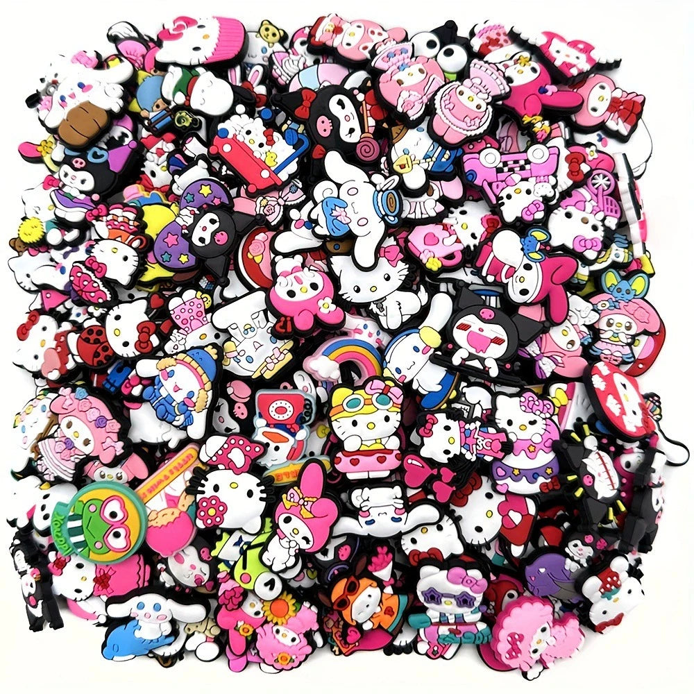 Cartoon 30/50/100PCS MESUCA Sanrio Shoe Charms for Clogs Bubble Slides Sandals PVC Decor DIY Waterproof detachable For Gifts