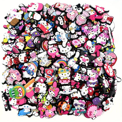 Cartoon 30/50/100PCS MESUCA Sanrio Shoe Charms for Clogs Bubble Slides Sandals PVC Decor DIY Waterproof detachable For Gifts