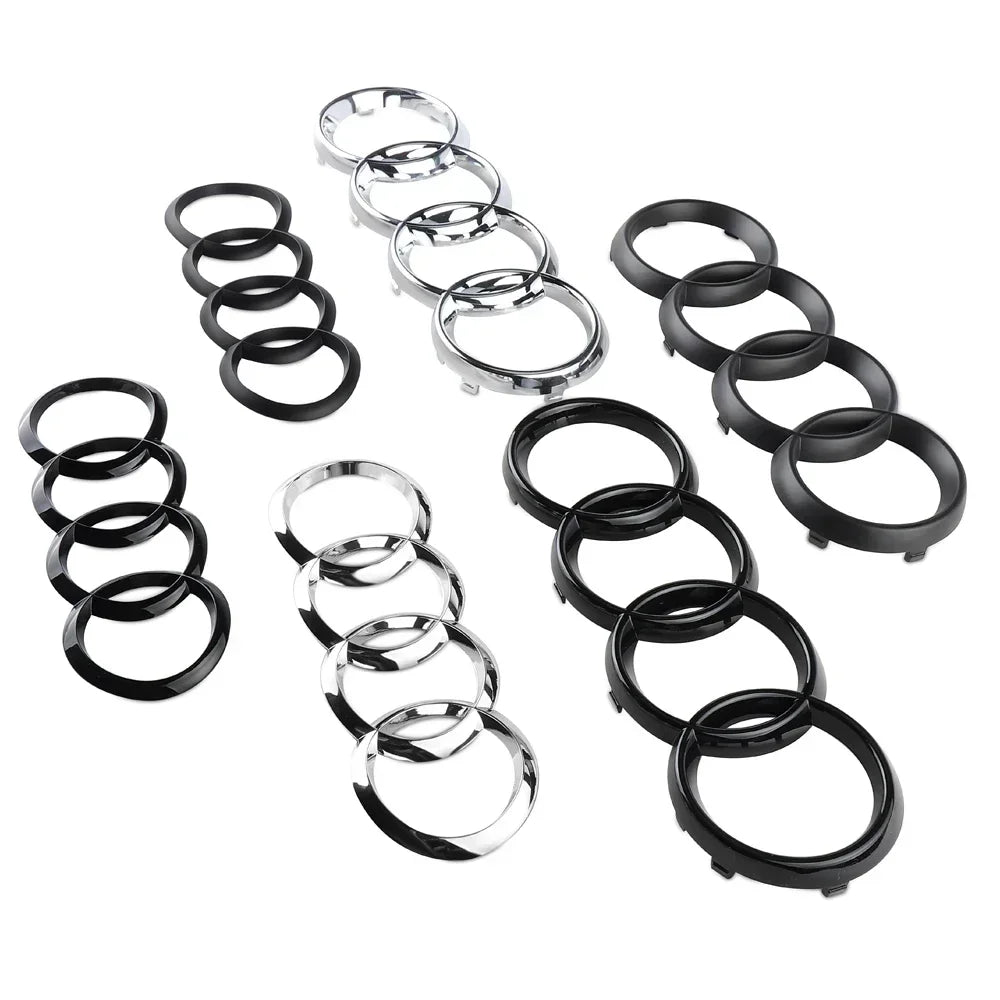 Black Silver ABS 4 Ring Car Hood Bonnet Front Grill Trunk Rear Emblem Logo Badge Sticker For Audi A3 A4 A5 A6 A7 TT Q2 Q3 Q5 Q8