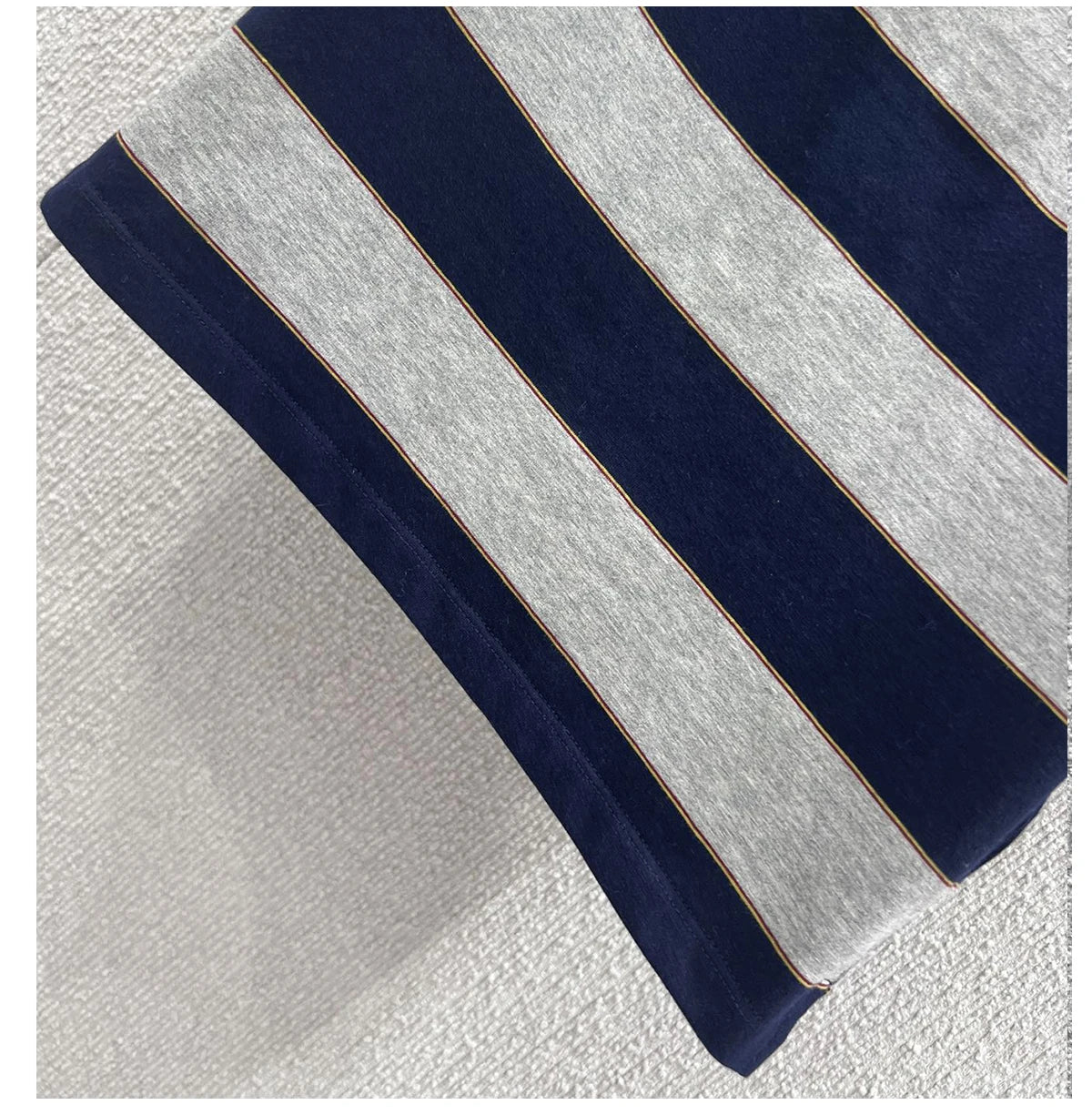 Sweet Cool Girl Spring New Style Miu Style Embroidered Letter Grey Blue Color Block Stripe  Short Sleeve Women's Top